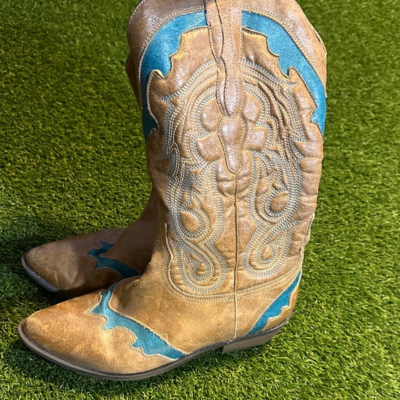 Diego Di Lucca “Beau” Brown & Blue Boots - Picture 2 of 7